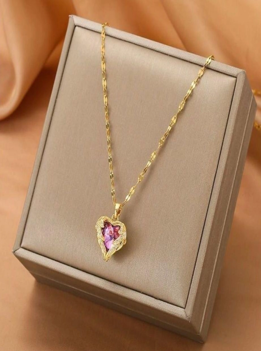 2 Pcs Set Ocean Heart Stone Love Shape Necklace for Women 
