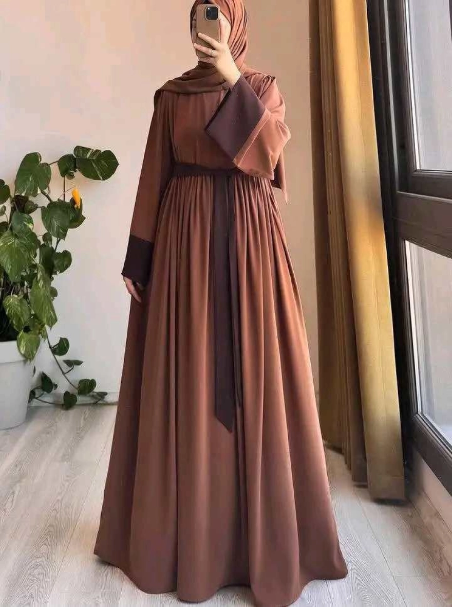 Free SizeDusty Rose Elegance Belted Borkha Set