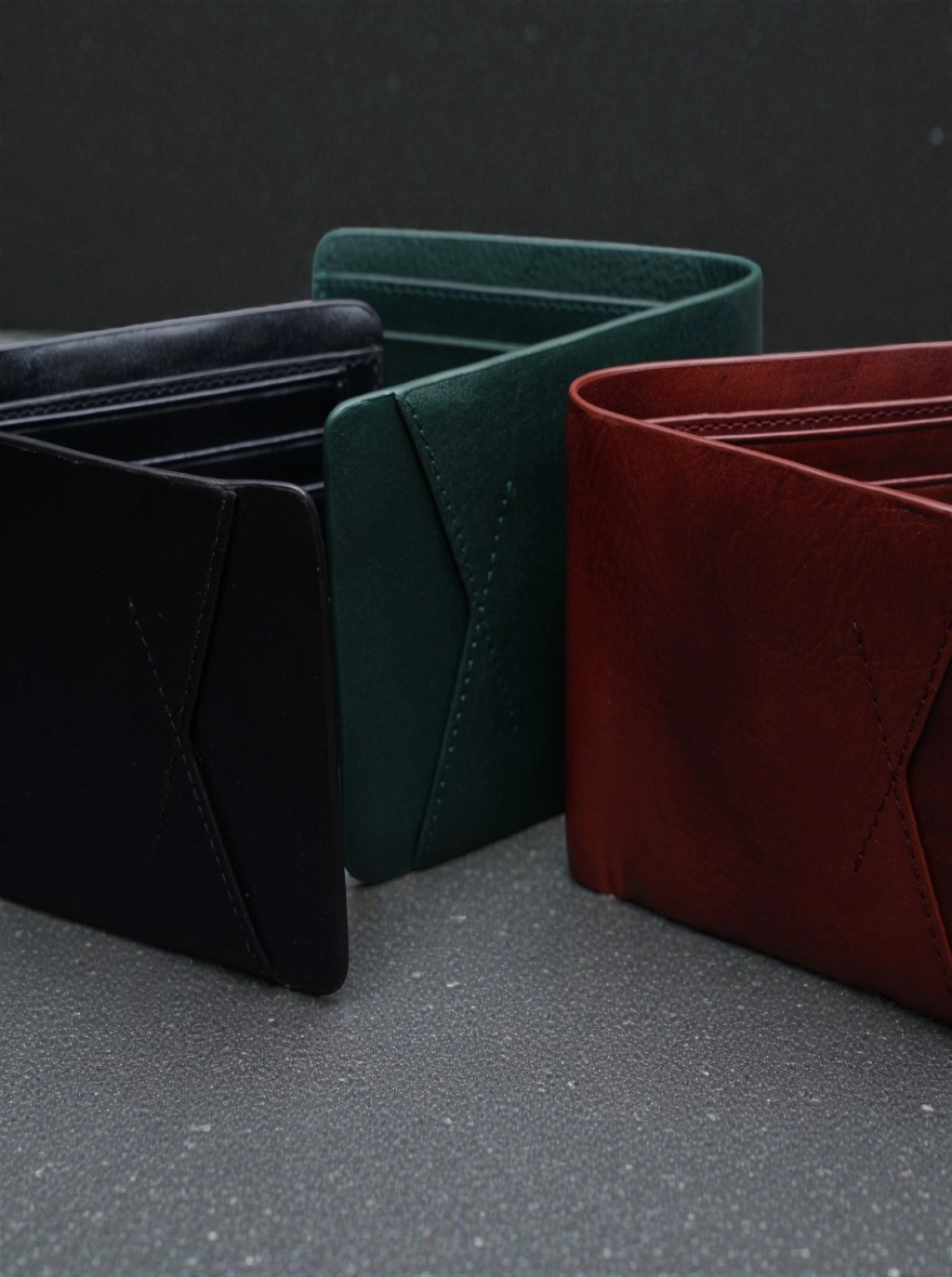 Zays Handcrafted Premium Leather Bifold Short Wallet Bottle Green - Black -Chocolate