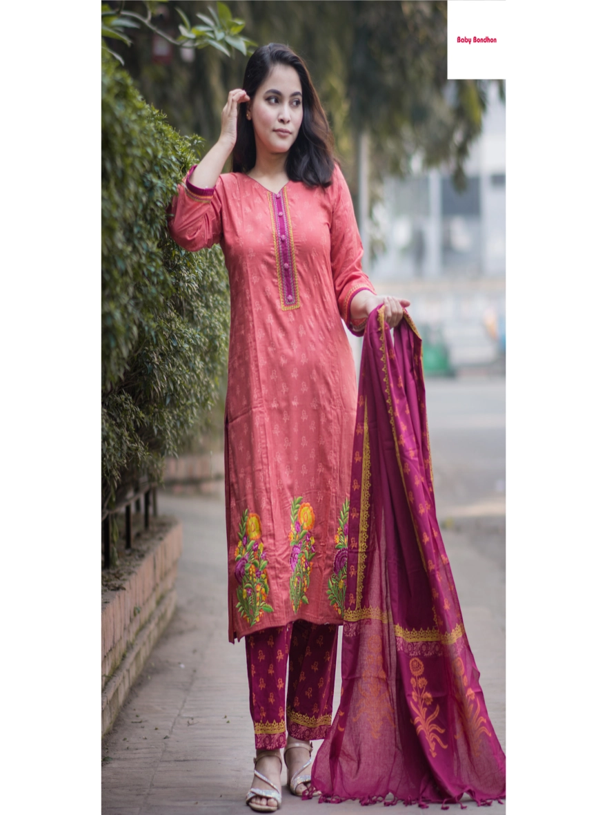 Women's Aarong Cotton Three Piece– 1112