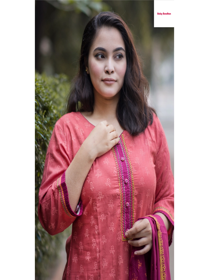 Women's Aarong Cotton Three Piece– 1112