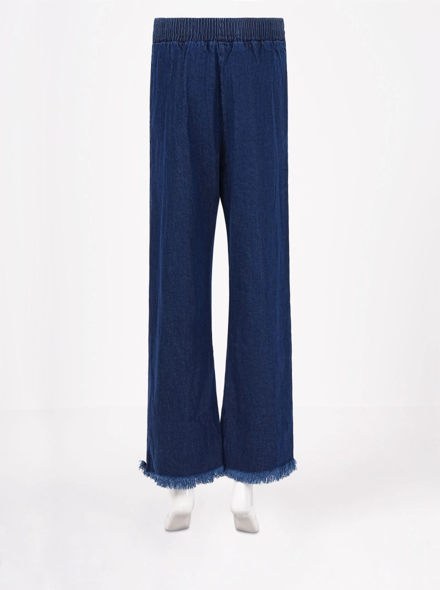 Urban Comfort Light Wide-Leg Denim Palazzo Pant Blue