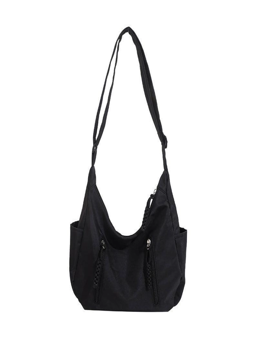 Trendy Nylon Fabric Waterproof Shoulder Bag with Multiple Front Pocket