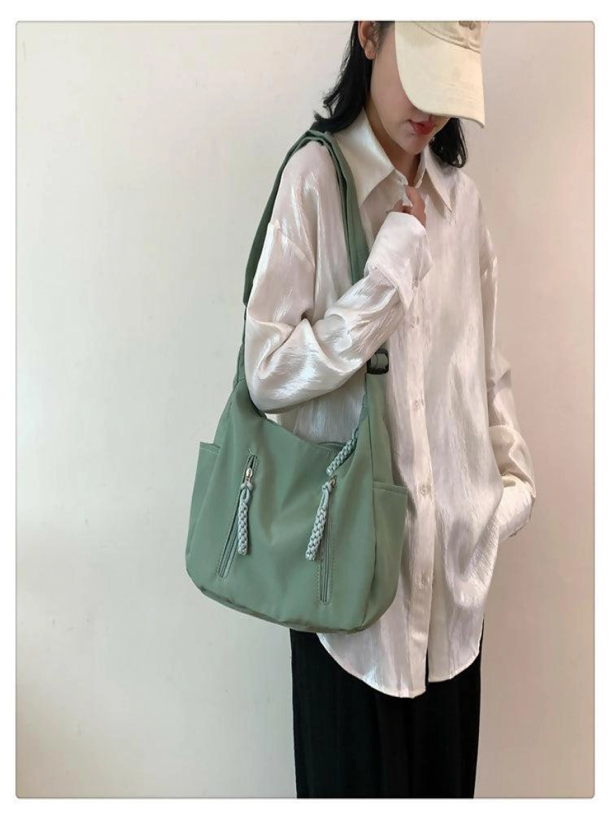 Trendy Nylon Fabric Waterproof Shoulder Bag with Multiple Front Pocket