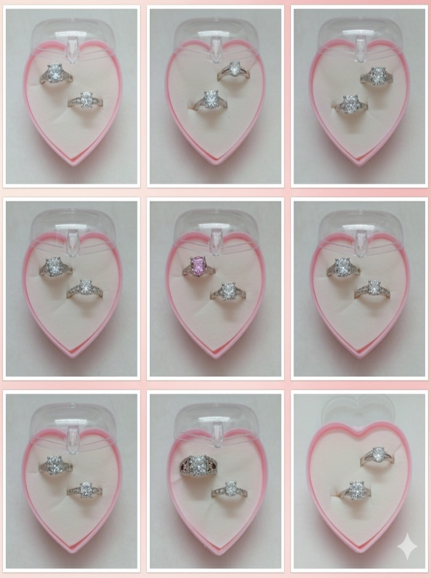 Simulated diamond premium resizable couple ring promise ring with free gift box