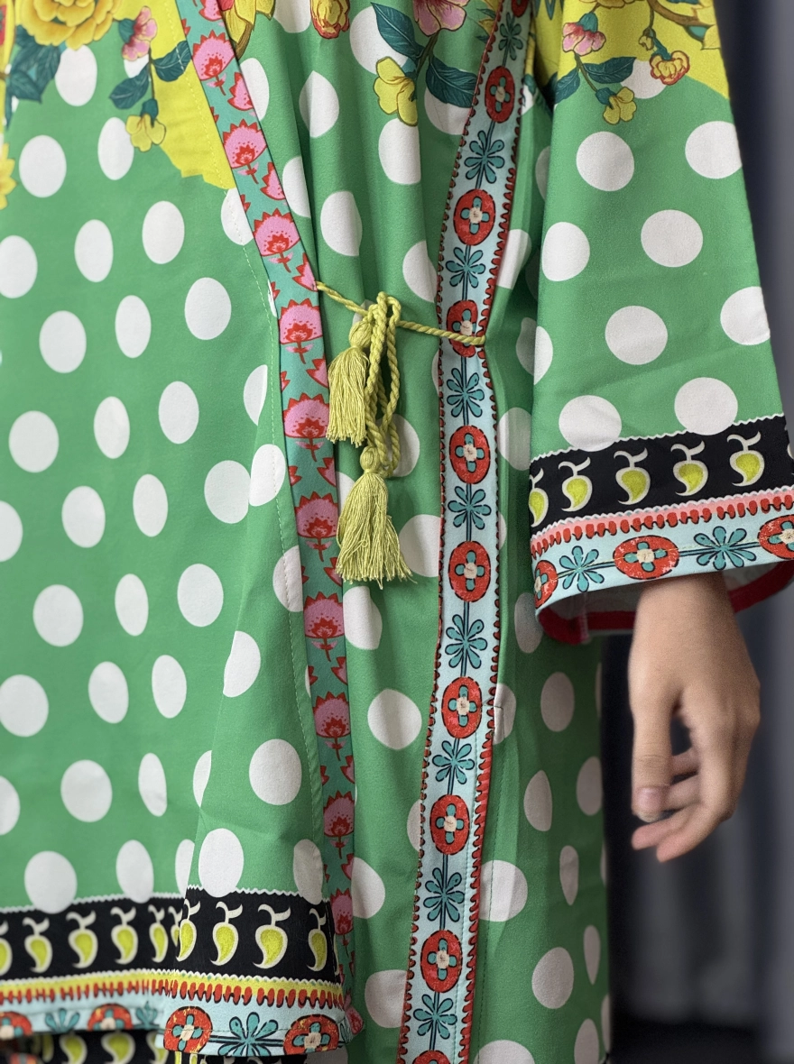 Zesty Floral & Polka Dot Angrakha Style Kurti