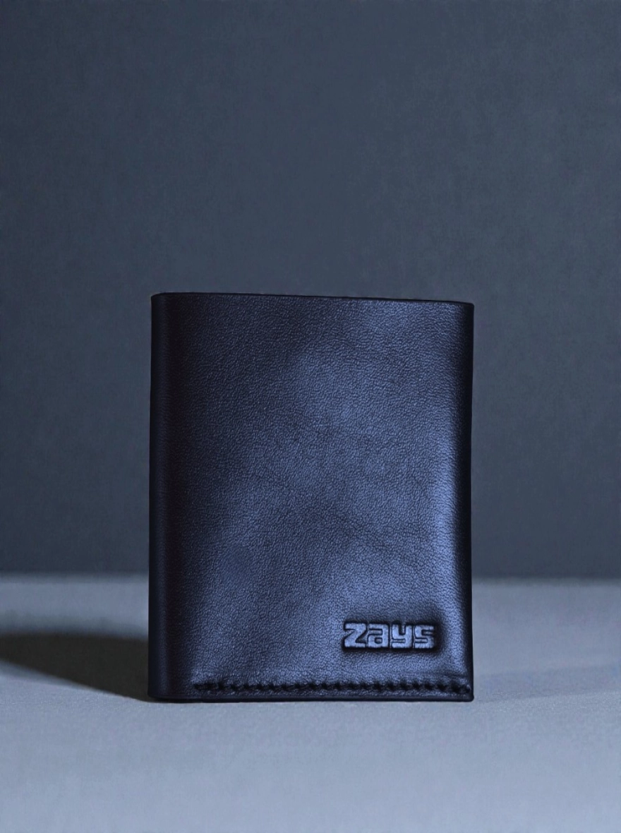 Zays Super Slim Bifold Leather Short Wallet Black and White Trade