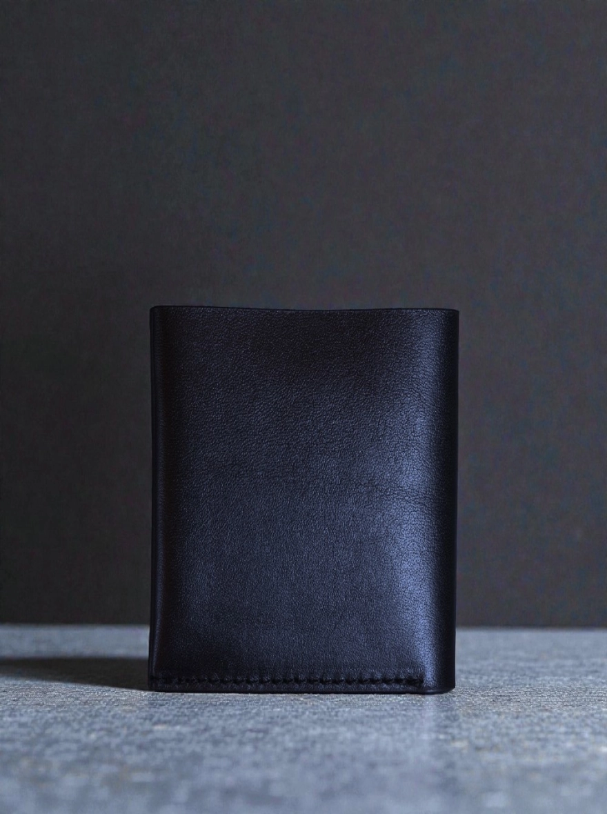 Zays Super Slim Bifold Leather Short Wallet Black and White Trade