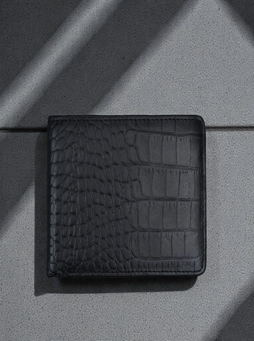 Zays Handcrafted Crocodile Embossed Premium Leather Bifold Wallet