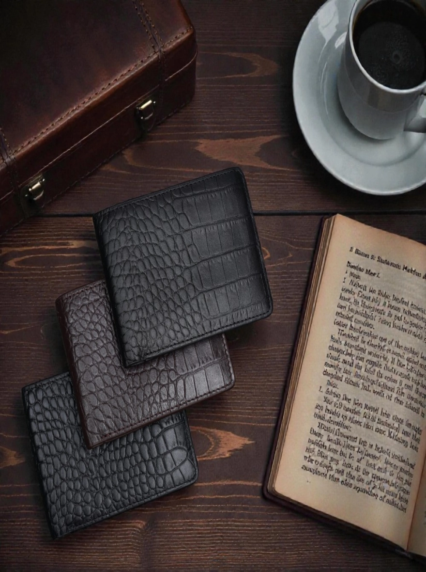 Zays Handcrafted Crocodile Embossed Premium Leather Bifold Wallet