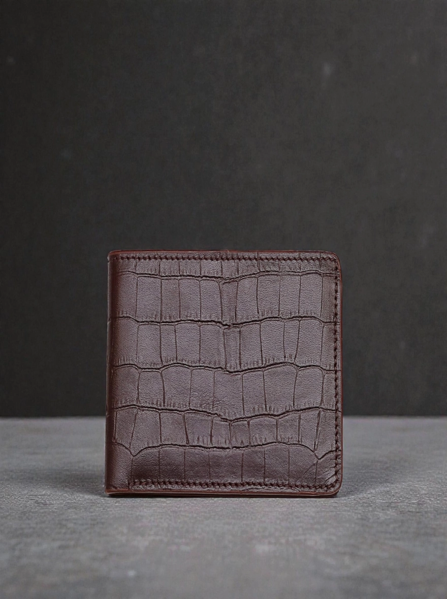 Zays Handcrafted Crocodile Embossed Premium Leather Bifold Wallet