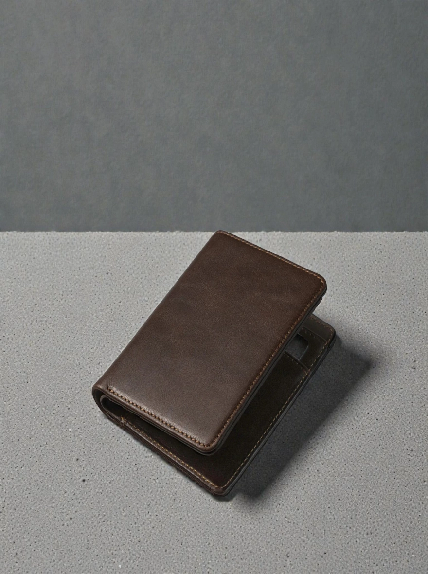 Zays Handcrafted Premium Leather Bifold Short Wallet Tread