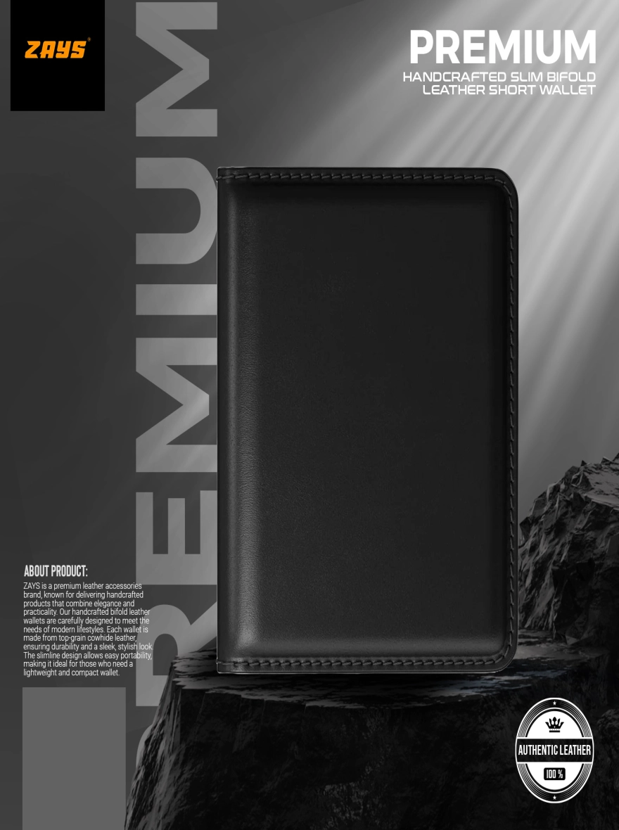 Zays Handcrafted Premium Leather Super Slim Card Holder Mini Wallet