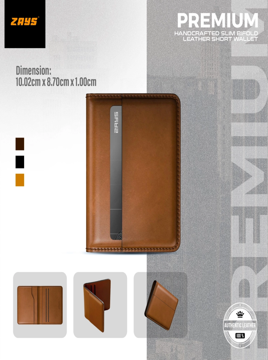 Zays Handcrafted Premium Leather Super Slim Card Holder Mini Wallet