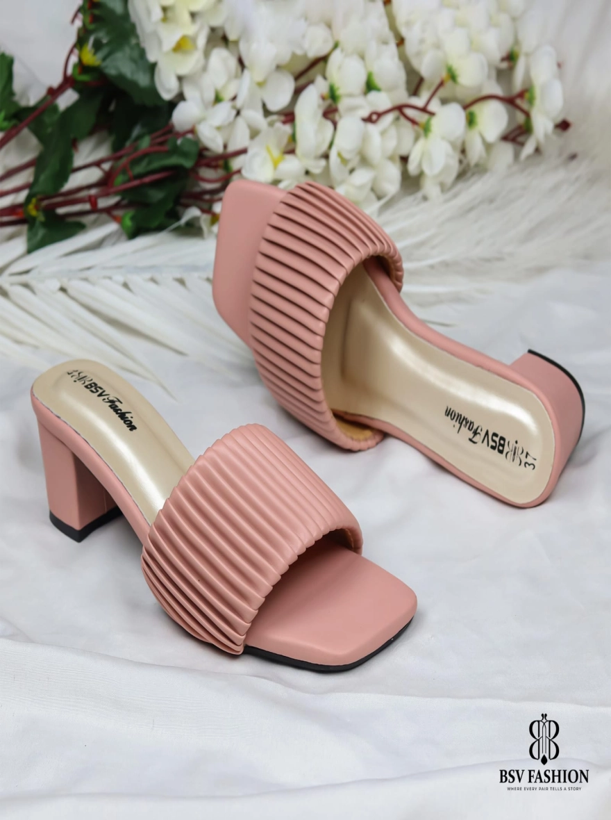 Unique Pleated 2-Inch Box Heel Sandals