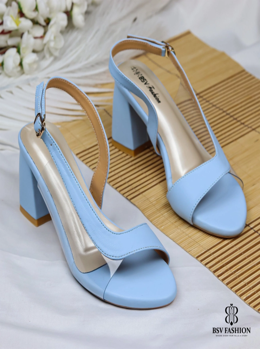 Elegant 2.5-Inch Gold & Sky Blue Heels