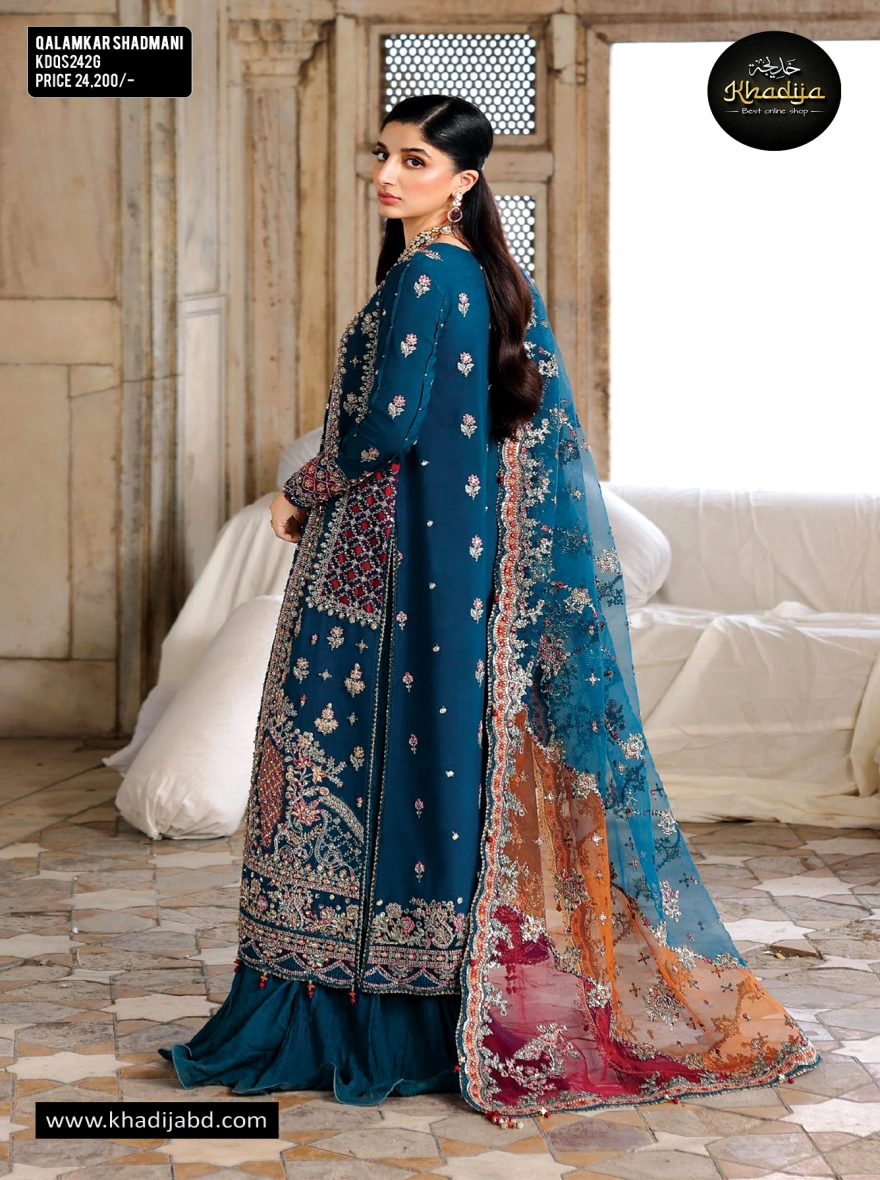 Qalamkar Shadmani – Deep Maroon-Unstitched