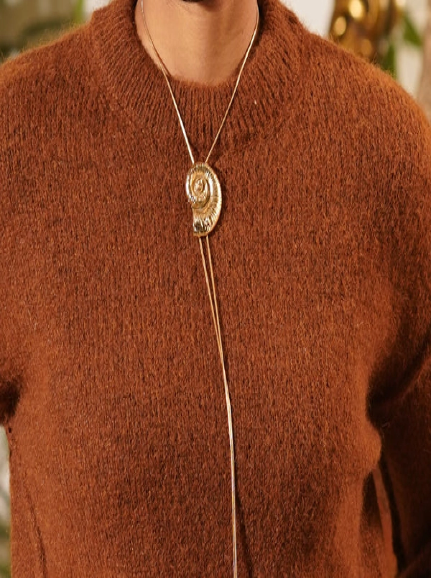 Bianca Caramel Brown Textured Sweater