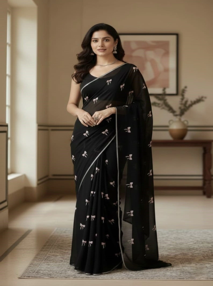 Onyx Garden Embroidered Saree