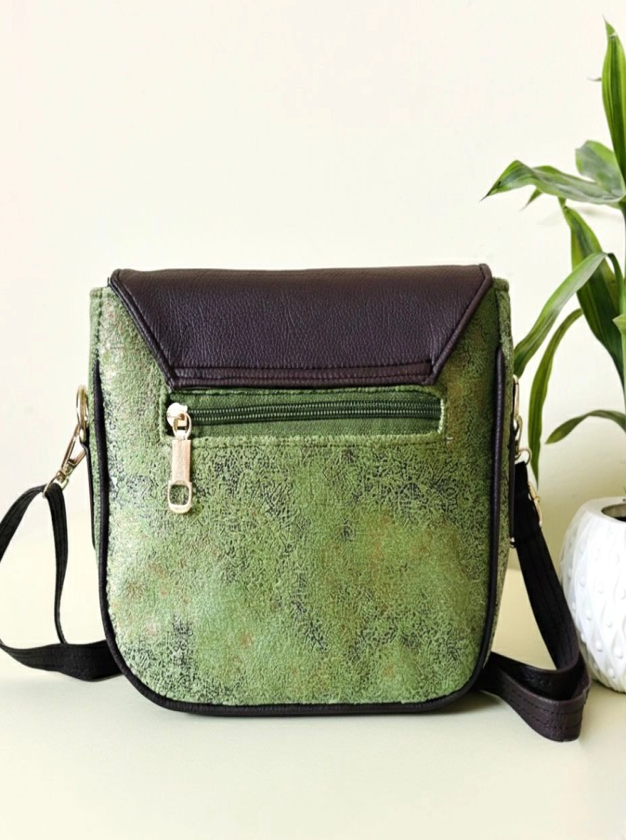 Sage Moss Textured Saddle Bag