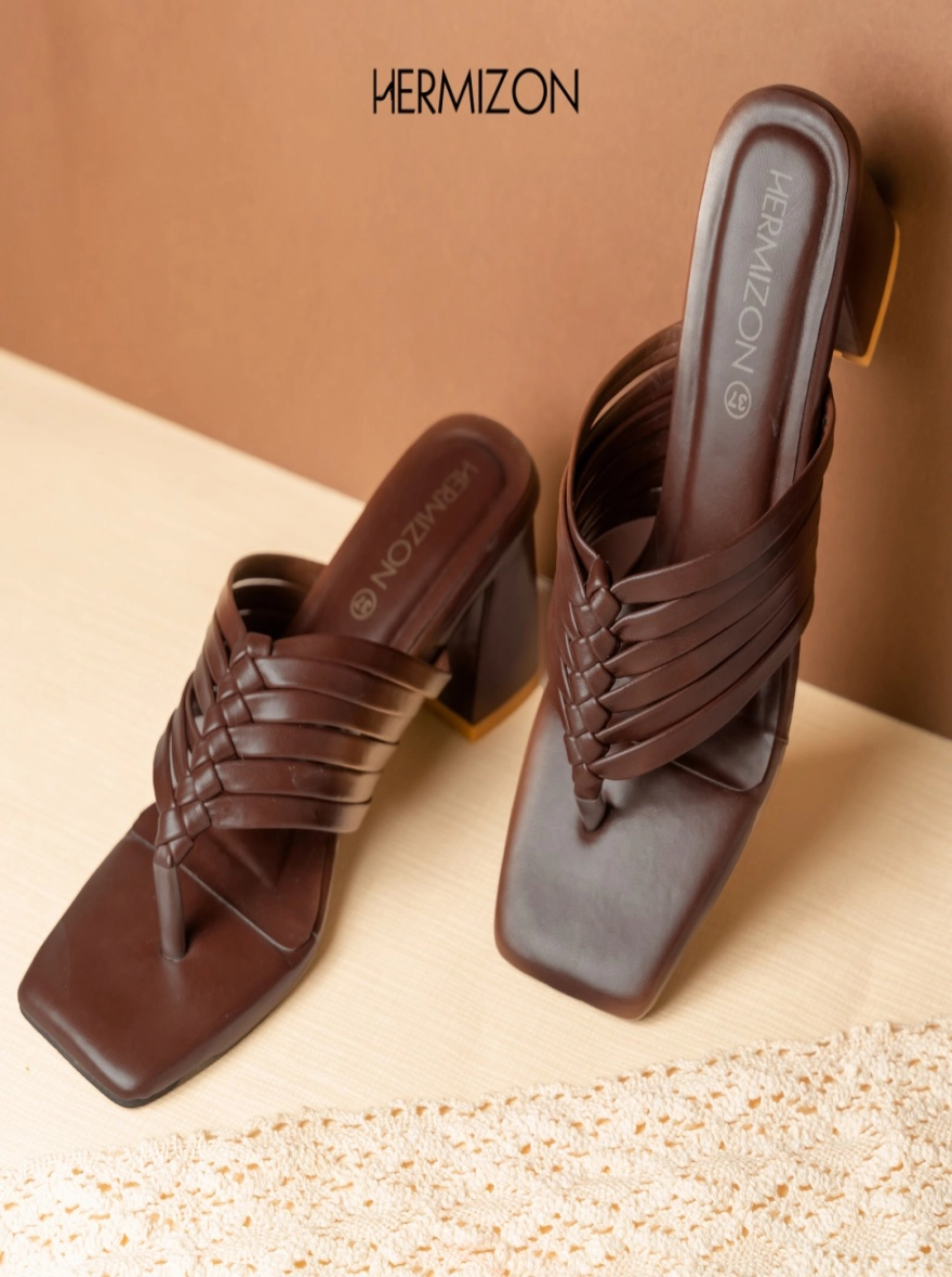 Zenith Nude Braided Block Heels