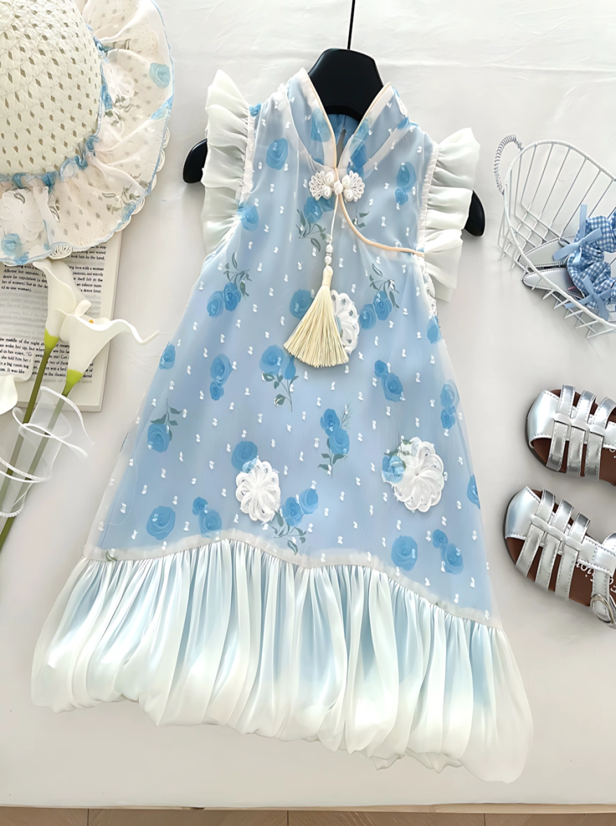 Imported Sleeveless Soft Pastel Blue Casual Dress (China)