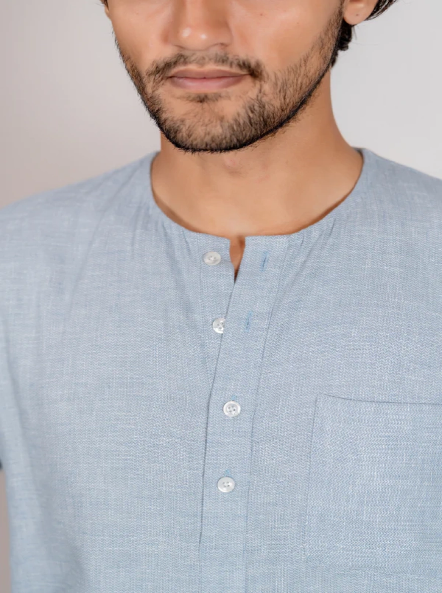 Zayyan Contemporary Kurta - Light Blue