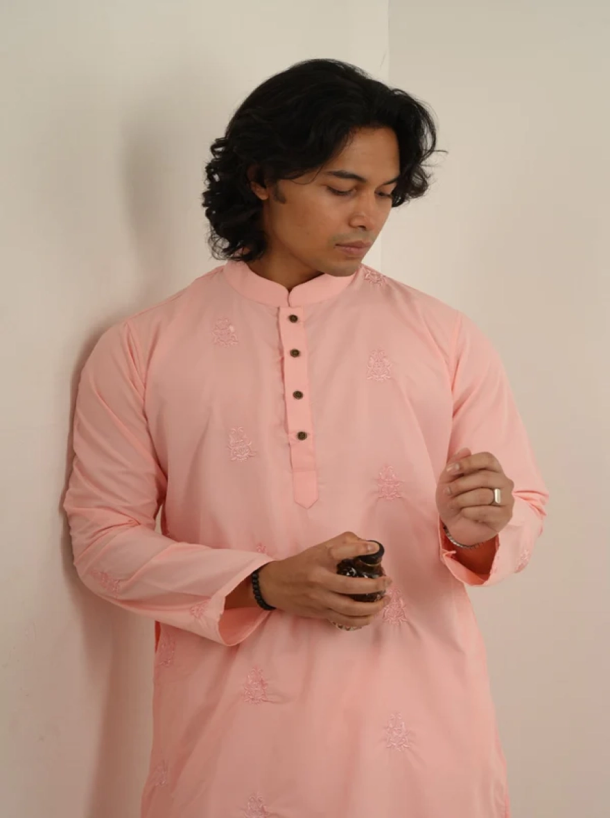 Raed Embroidered Panjabi in Pink