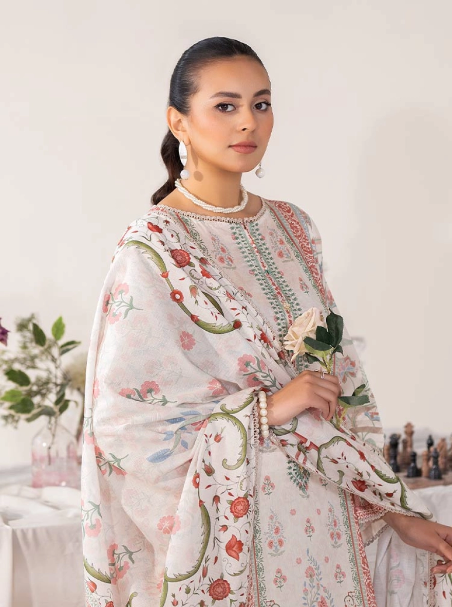 Rang E Adaa By Binaas – Rosewood Gold Zari 3-Piece Unstitched Suit