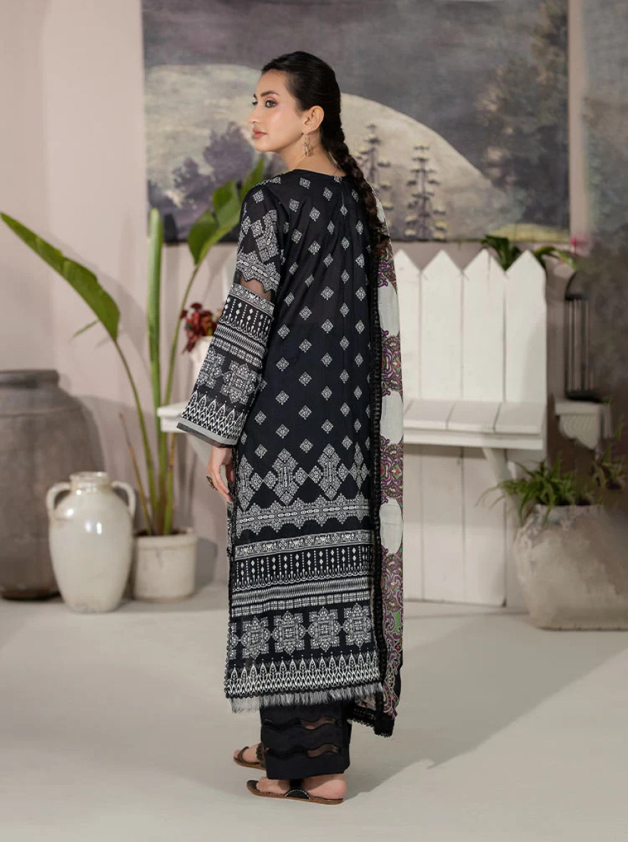 Binaas Varda Digital Printed Unstitched Lawn 3-Piece Suit - Olive & Magenta