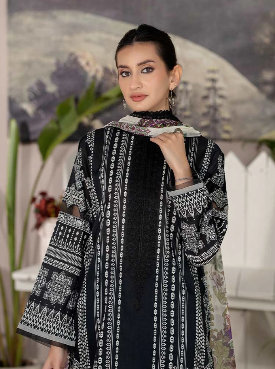 Binaas Varda Digital Printed Unstitched Lawn 3-Piece Suit - Olive & Magenta