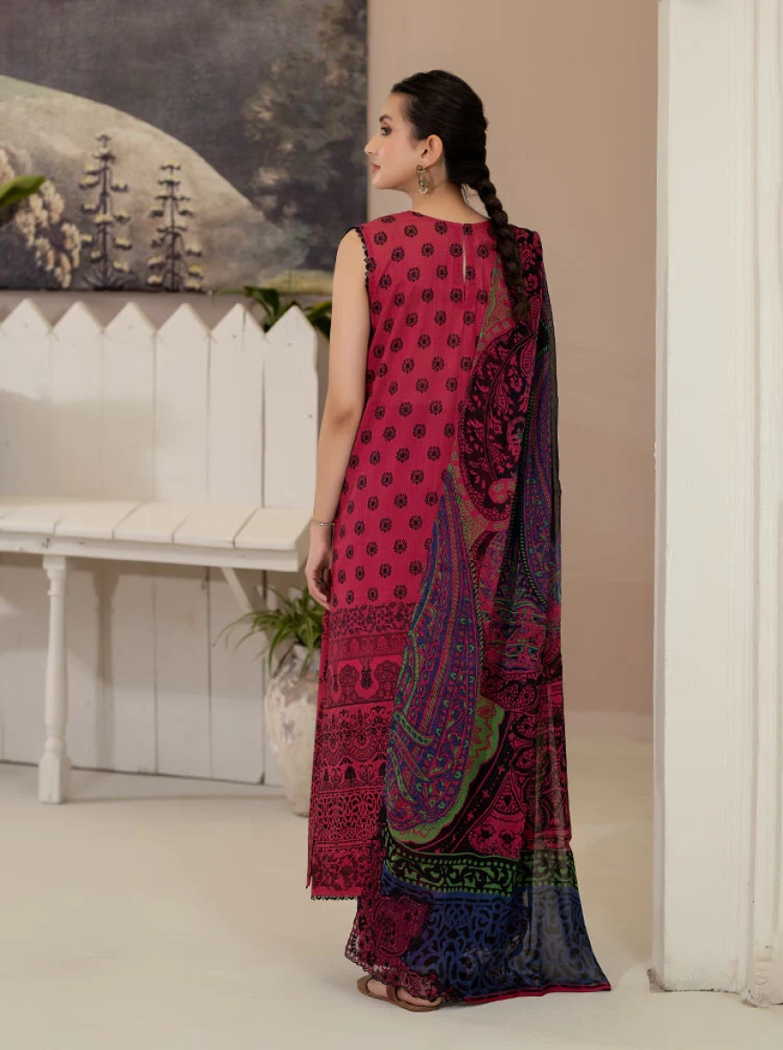 Binaas Varda Digital Printed Unstitched Lawn 3-Piece Suit - Deep Plum