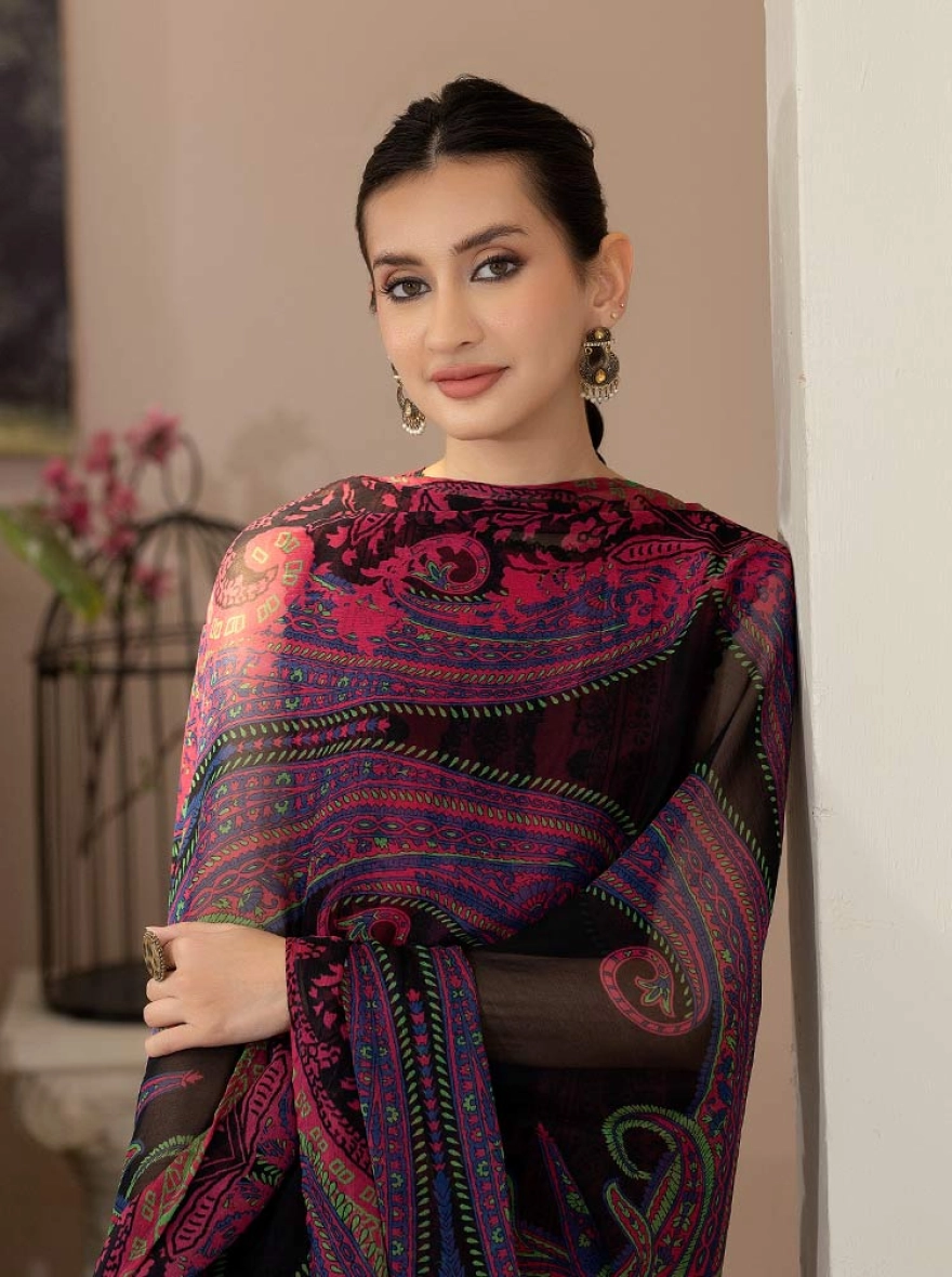 Binaas Varda Digital Printed Unstitched Lawn 3-Piece Suit - Deep Plum