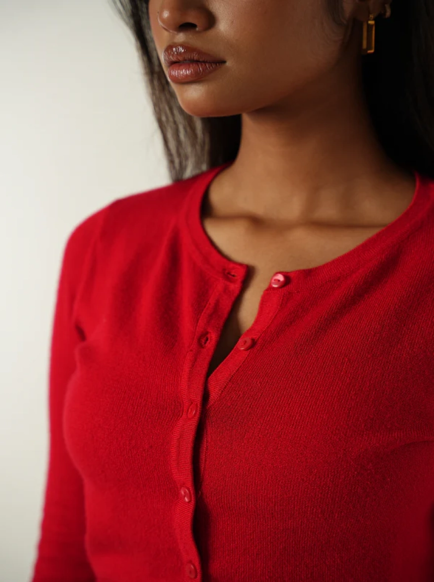 Elia Cardigan in Scarlet