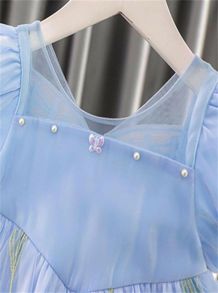 Imported Cotton Blend Tulle Butterfly Wing Frock (China)