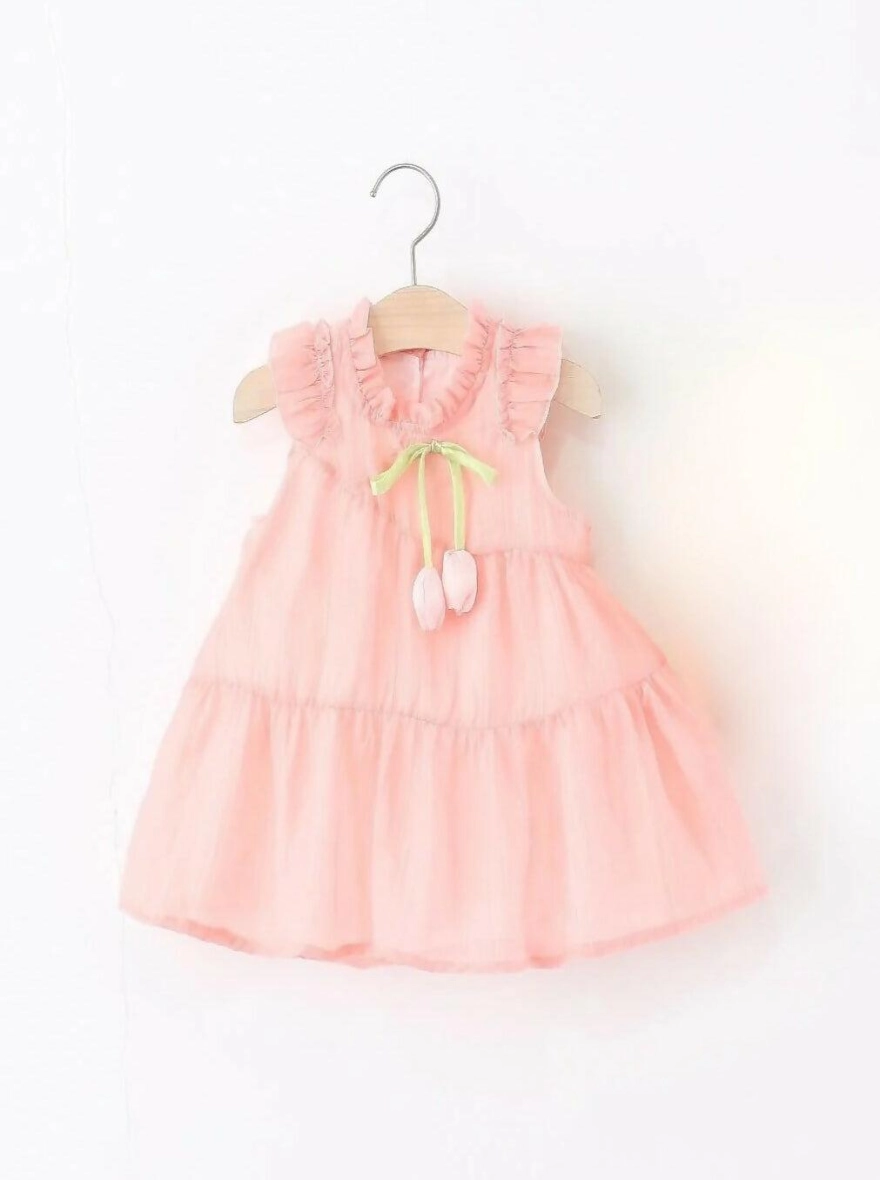 Imported Casual Cotton Pink Floral Premium Frock (China)