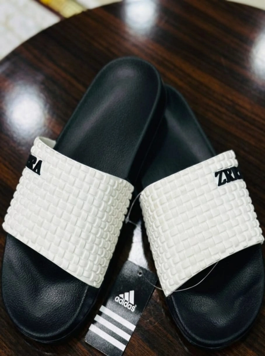 Black And White Colour Slides Slipper Casual Sandal For Men.
