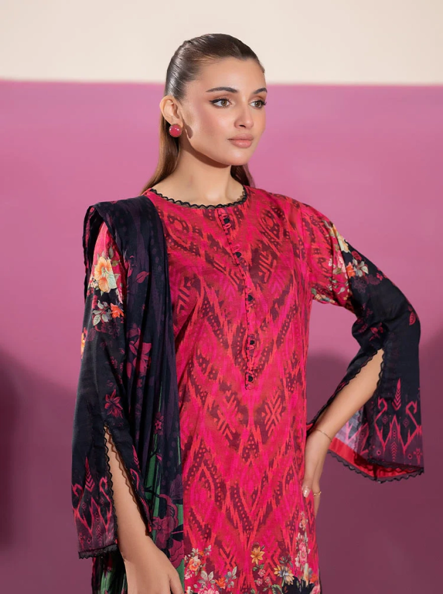 Binaas Ciel Magenta Ikat – 3 Piece Digital Printed Unstitched Lawn Suit