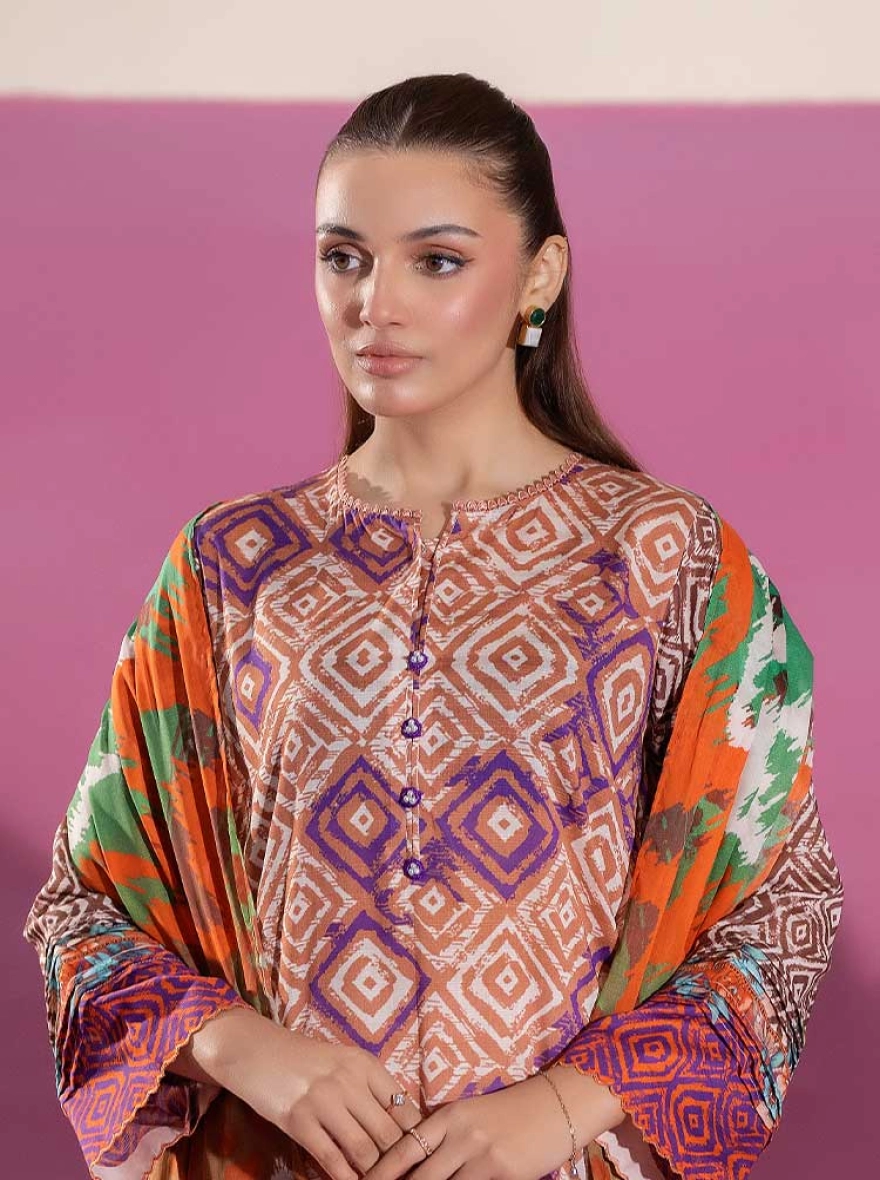 Binaas Ciel Earthy Rust & Violet – 3 Piece Digital Printed Unstitched Lawn Suit