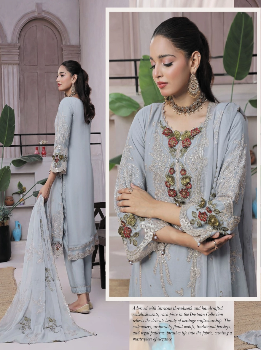 Dastaan by Bin Khalid – Embroidered 3-Piece Unstitched Suit