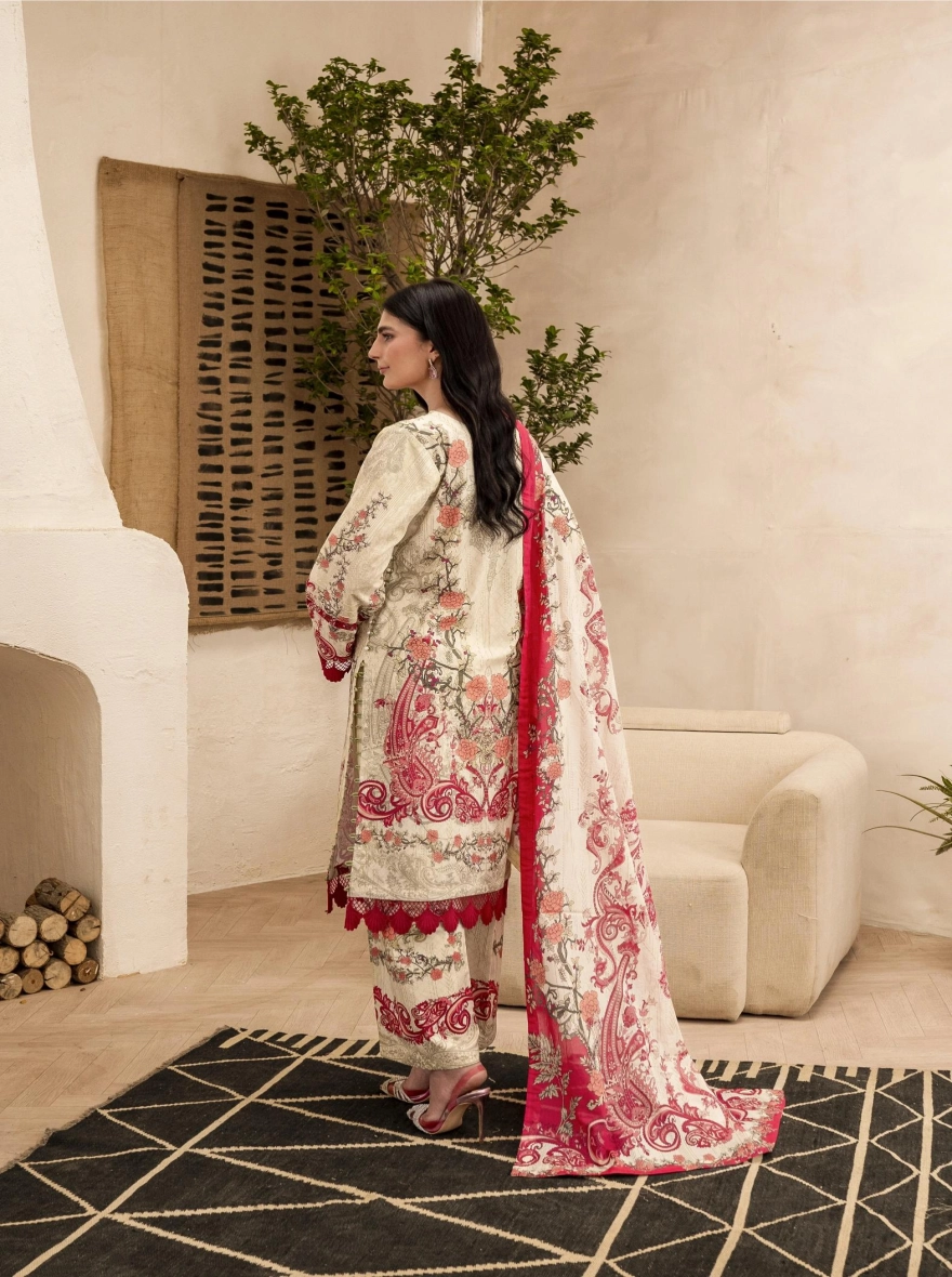 Firdous Special Edition – Azure 3-Piece Suit-Unstitehed