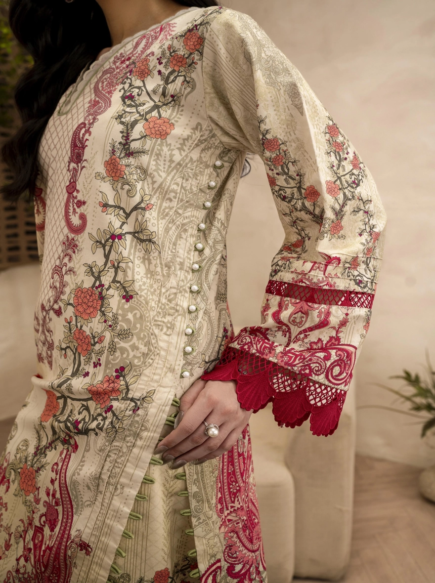 Firdous Special Edition – Azure 3-Piece Suit-Unstitehed
