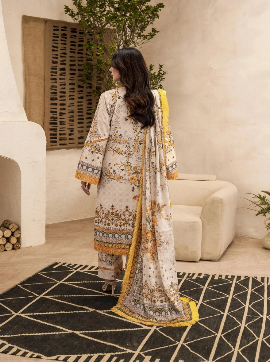 Firdous Special Edition – Ochre Sun-Kissed 3-Piece Suit-Unstitehed