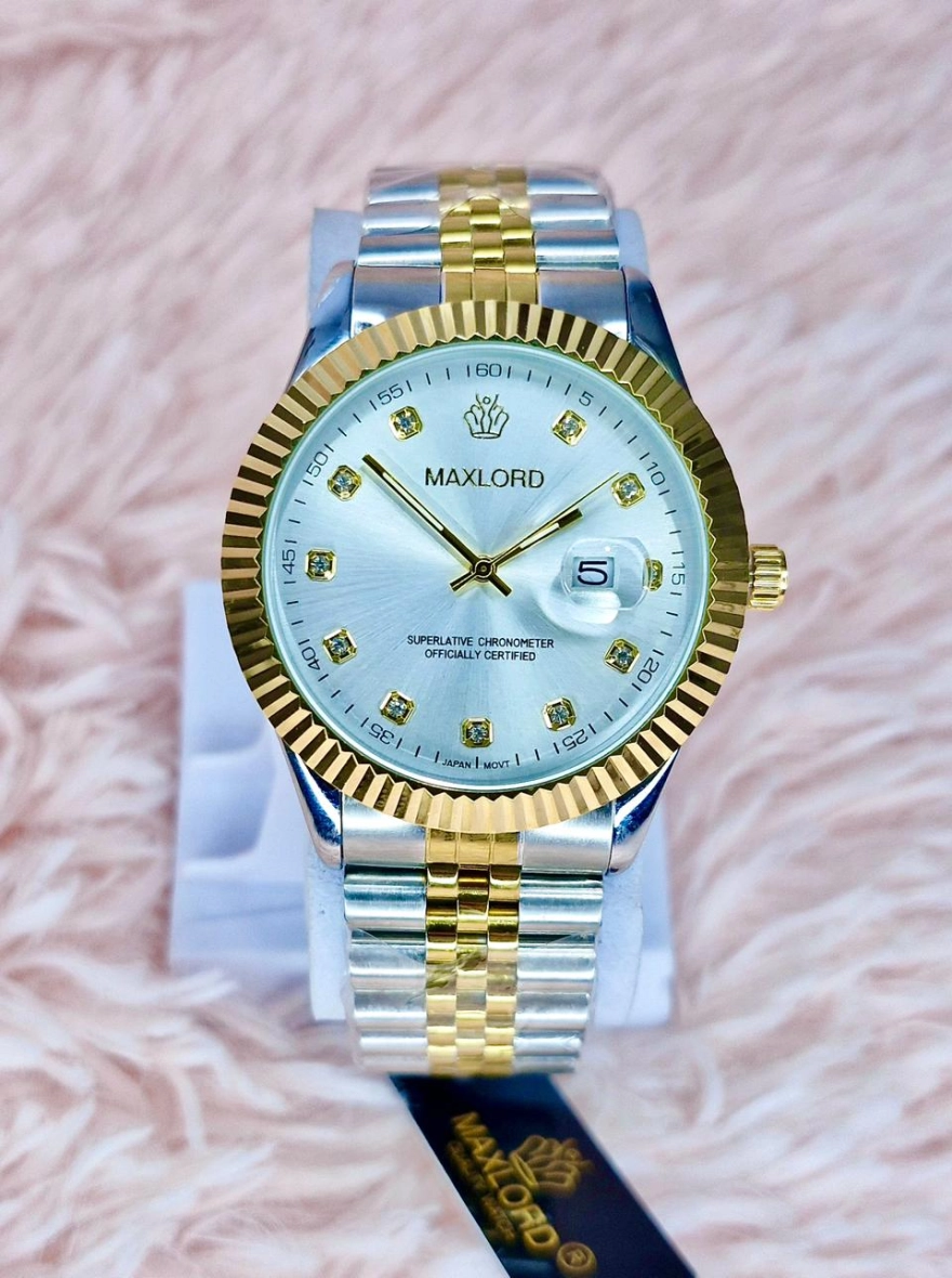 MAXLORD 9638G Luxury Dual-Display Waterproof Stainless Steel Watch