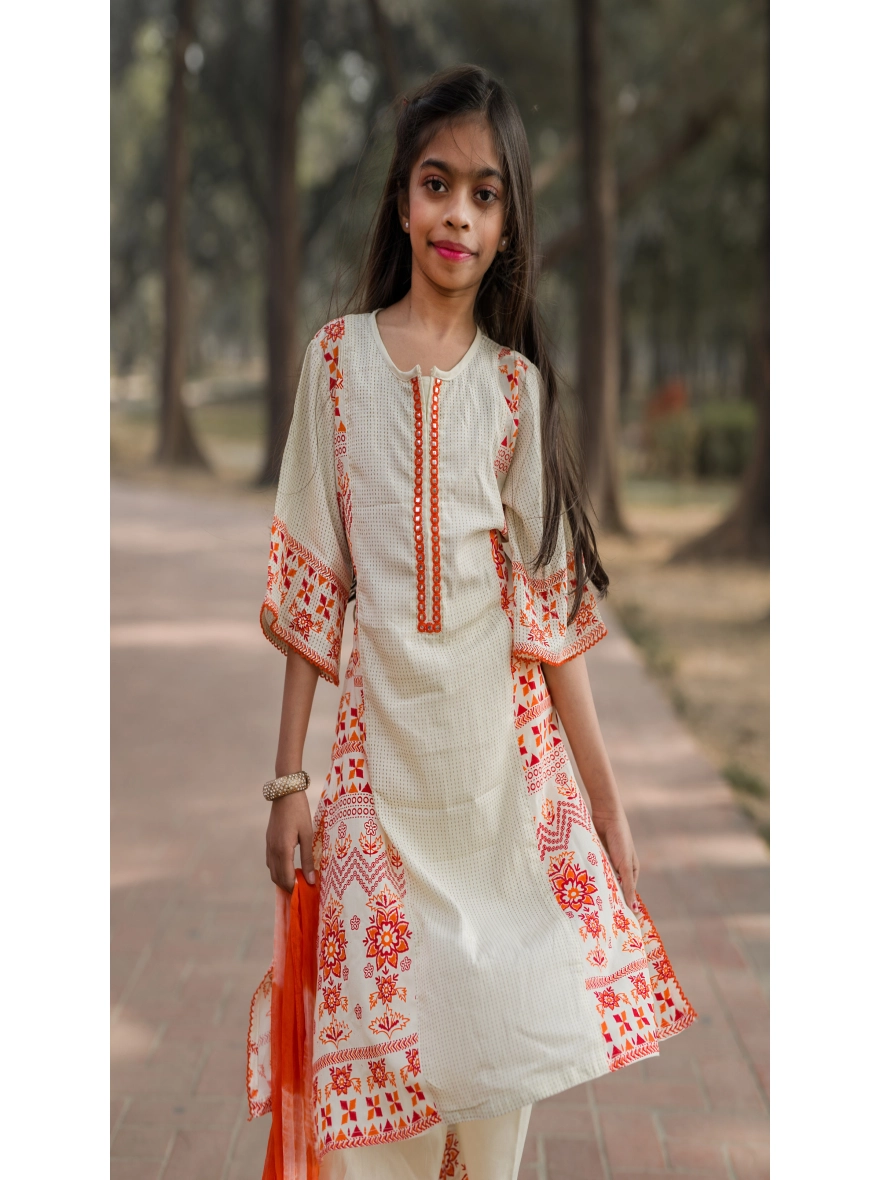 Baby Girls Soft Cotton Three-Piece Set,Screen Print & Embroidery