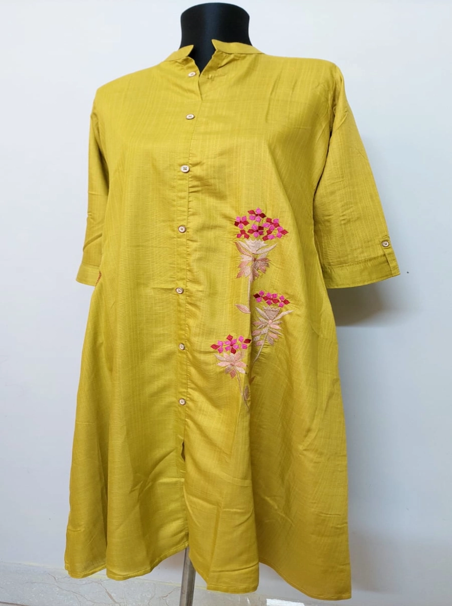 Amethyst Garden Hand-Block Print White Cotton Kurti