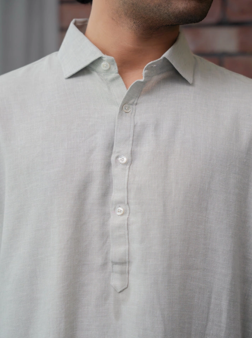 Aarib Structured Contemporary Kurta – Faded Greeny