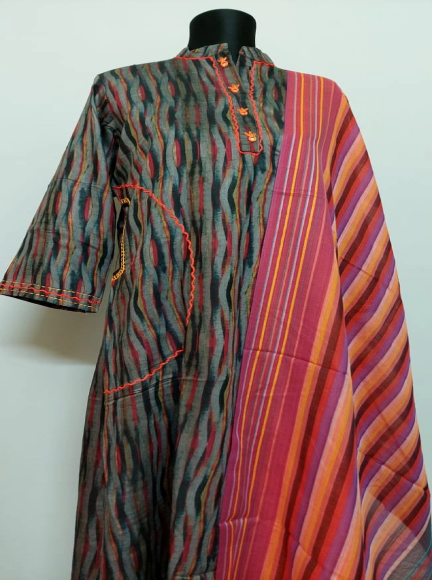 Amber Wave Abstract Print Kurti