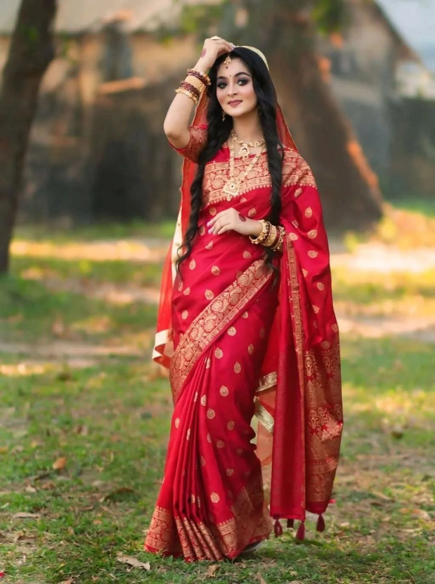 Premium Japanese Soft Silk Saree with Golden Screen Print