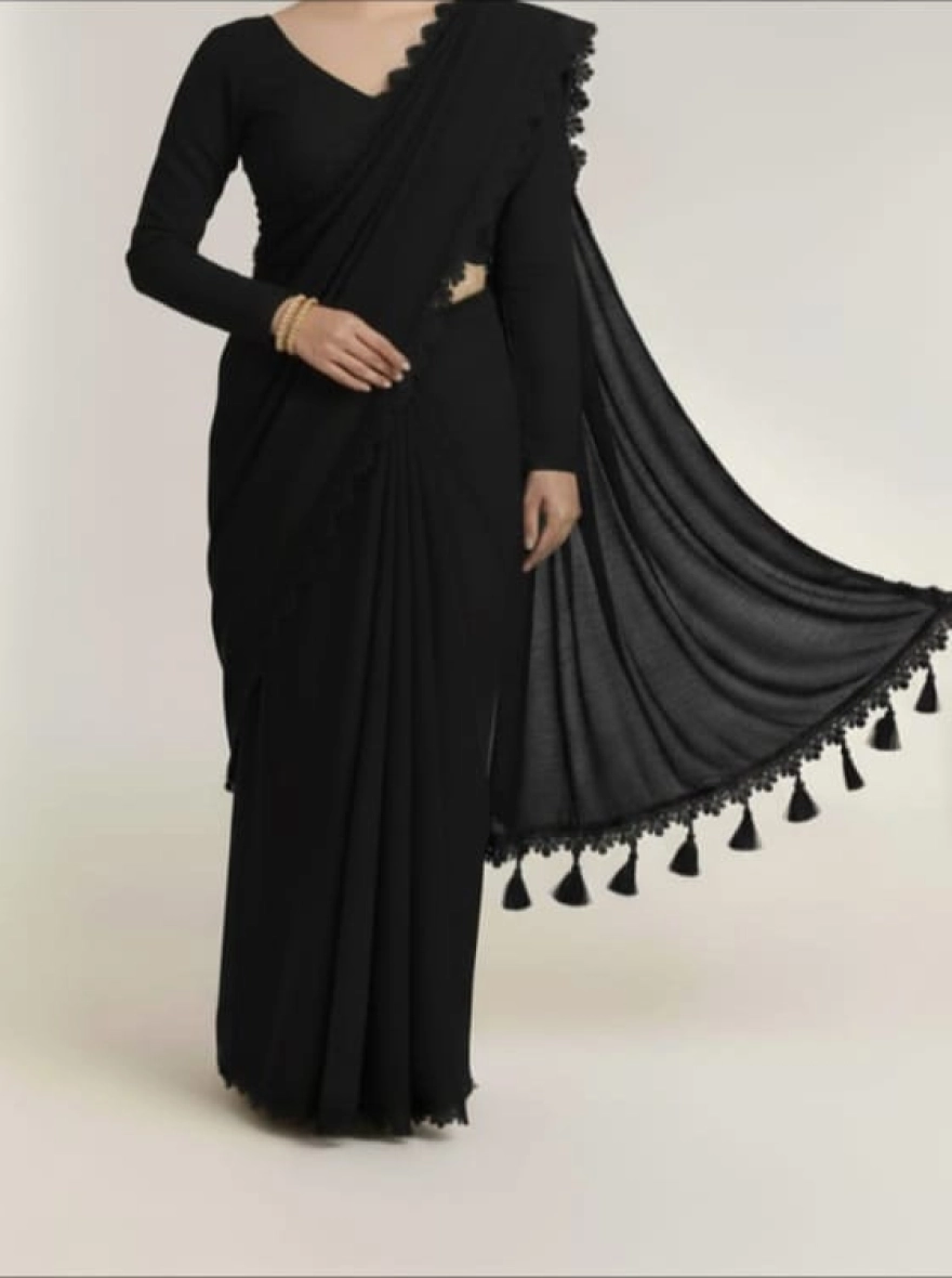 Soft Premium Georgette Saree with Tassel Pallu & Matching Blouse Piece